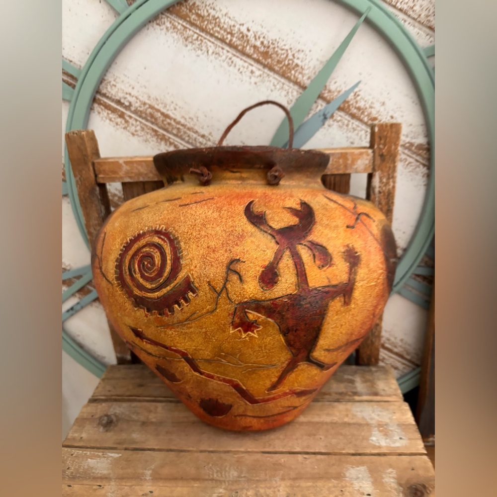 Kokopelli Aztec Style Wall Pocket Sconce Vase NEW